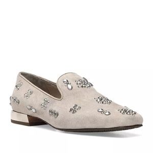 NEW Donald Pliner Adeline Crystal Suede Loafers 7.5